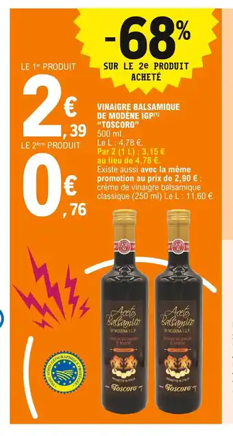E.Leclerc Vinaigre Balsamique De Modéne IGP "Toscoro" offre