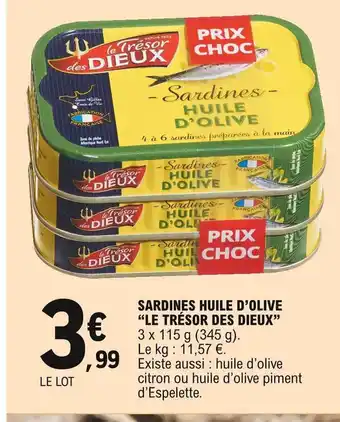 E.Leclerc Sardines Huile D'Olive "Le Trésor Des Dieux" offre