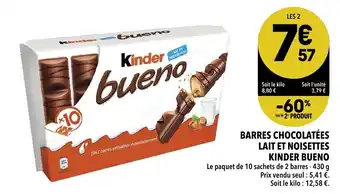 Supeco Barres Chocolatées Lait Et Noisettes offre