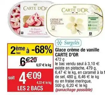 Cora x Carrefour Glace Crème De Vanille Carte D'or offre