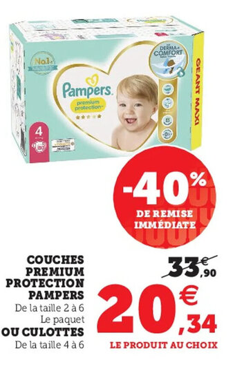 Super U Couches Premium Protection Pampers offre