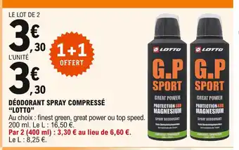 E.Leclerc Déodorant Spray Compressé "Lotto" offre
