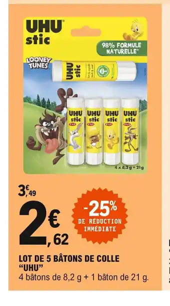 E.Leclerc Lot De 5 Bâton De Colle "Uhu" offre