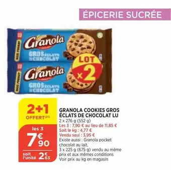 Bi1 Granola Cookies Gros éclats De Chocolat Lu offre