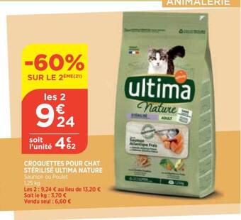 Bi1 Croquettes Pour Chat Stérilisé Ultima Nature offre