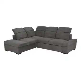 BUT Canapé d'angle gauche convertible 5 têtières eve tissu gris offre
