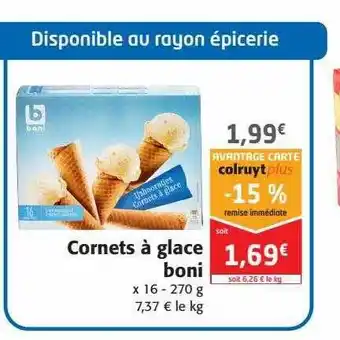 Colruyt Cornets à Glace Boni offre