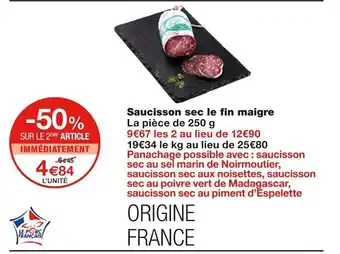 Monoprix Saucisson Sec Le Fin Maigre offre
