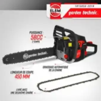 E.Leclerc Brico Tronçonneuse thermique 58cc - guide 50cm livrée avec 2 chaînes - elem garden offre