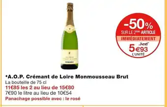 Monoprix +A.O.P. Crémant de loire monmousseau brut offre