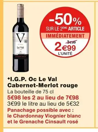 +I.G.P. Oc Le Val Cabernet-Merlot Rouge