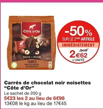 Carrés De Chocolat Noir Noisettes "Côte D'Or"