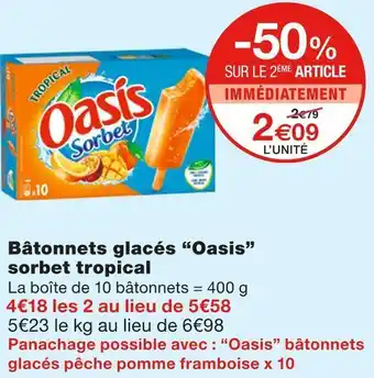 Monoprix Oasis bâtonnets glacés sorbet tropical offre