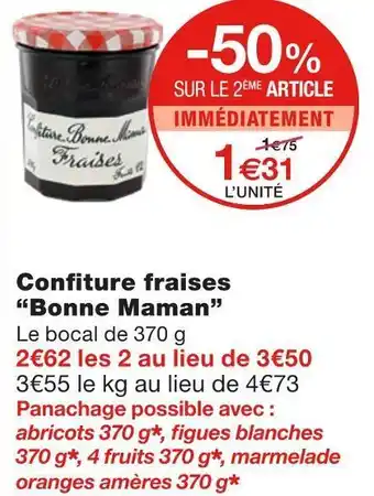 Monoprix Bonne maman confiture fraises offre