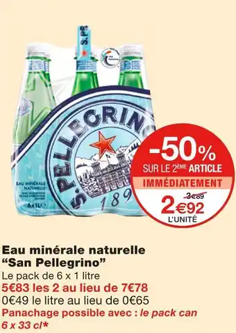 Monoprix San pellegrino eau minérale naturelle offre