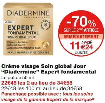 Monoprix Diadermine crème visage soin global jour expert fondamental offre