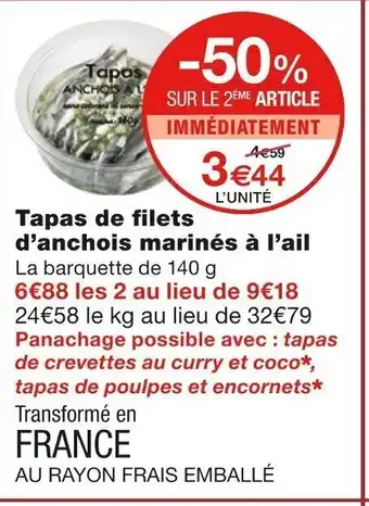 Monoprix Tapas D Filets d'Anchois Marinés À L'Ail offre