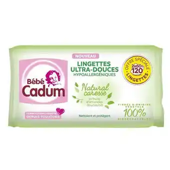 Auchan Lingettes natural caresse bebe cadum offre
