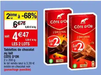 Migros Chocolat au lait côte d'or offre