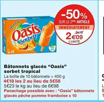 Bâtonnets Glacés "Oasis" Sorbet Tropical
