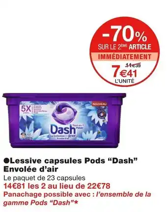 Monoprix "DASH" envolée d'air lessive capsules pods offre