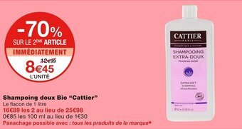 Monoprix "CATTIER" shampoing doux bio offre