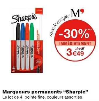 Monoprix "SHARPIE" marqueurs permanents offre