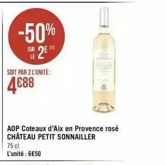 Spar Aop Côteaux D'aix En Provence Rosé Château Petit Sonnailler offre