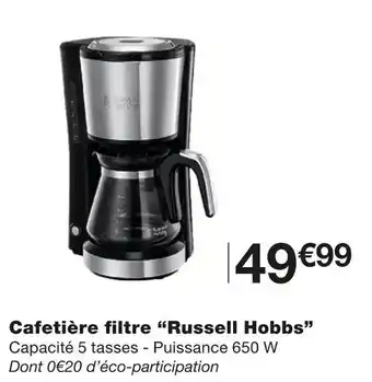 Monoprix "RUSSELL HOBBS" cafetière filtre offre
