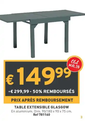 Trafic Table extensible glasgow offre