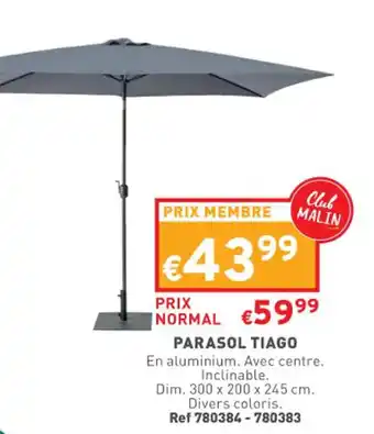 Trafic Parasol tiago offre