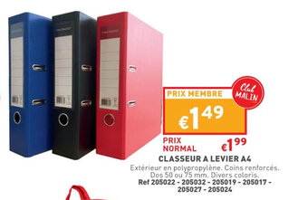 Trafic Classeur a levier A4 offre