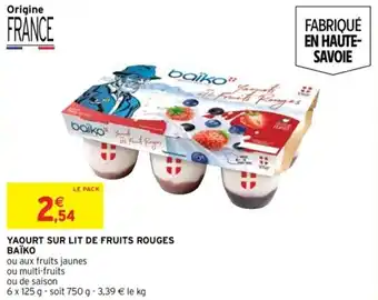Intermarché Yaourt sur lit de fruits rouges baïko offre