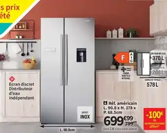 Conforama Réf. américain L. 90.8 x H. 178 x P. 68.5cm offre