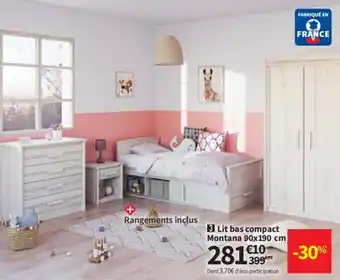 Conforama Lit bas compact montana 90x190 cm offre