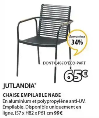 JYSK JUTLANDIA chaise empilable nabe offre