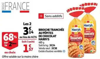 Auchan Supermarché Brioche tranchée au pépites de chocolat harrys offre
