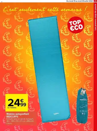 Carrefour Matelas Autogonflant Redcliffs offre