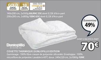 JYSK Couette Thermique Dunlopillo Edition offre