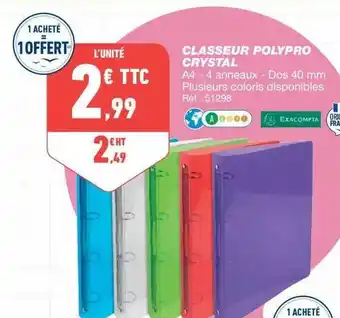 Bureau Vallée Classeur Polypro Cristal offre