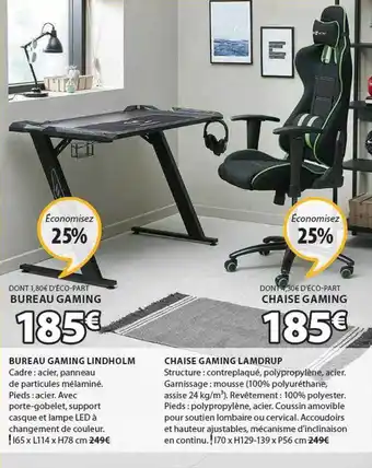 JYSK Bureau Gaming Lindholm Ou Chaise Gaming Lamdrup offre