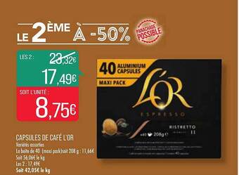 Match Capsules De Café L'or offre