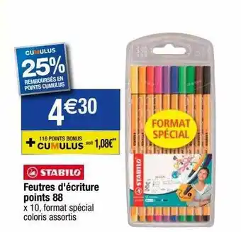 Migros Stabilo Feutres D'écriture Points 88 offre