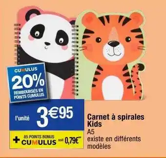 Migros Carnet à Spirales Kids offre