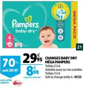 Auchan Supermarché Pampers Changes Baby Dry Méga offre