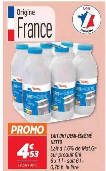 Netto Lait Uht Demi-écrémé Netto offre