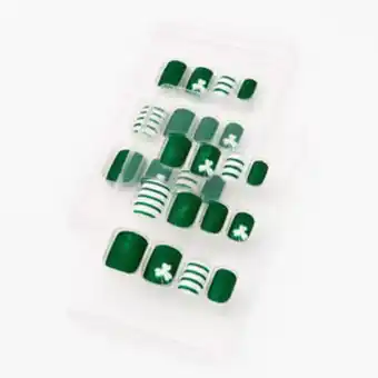 Claire's Faux ongles autocollants trèfle à paillettes - lot de 24 offre
