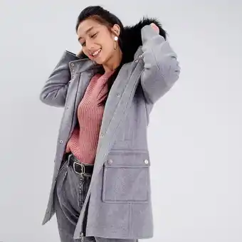 Cache Cache Manteau cintré à capuche gris clair femme offre