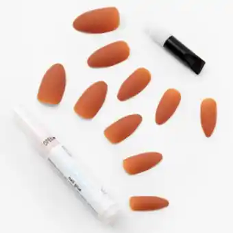 Faux ongles stiletto mats - orange brûlé, lot de 24