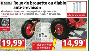 Roue de brouette ou diable anti-crevaison